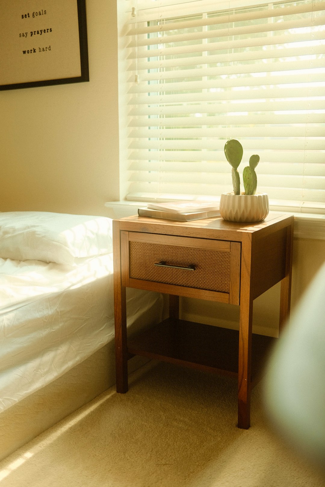 a wooden table in a room